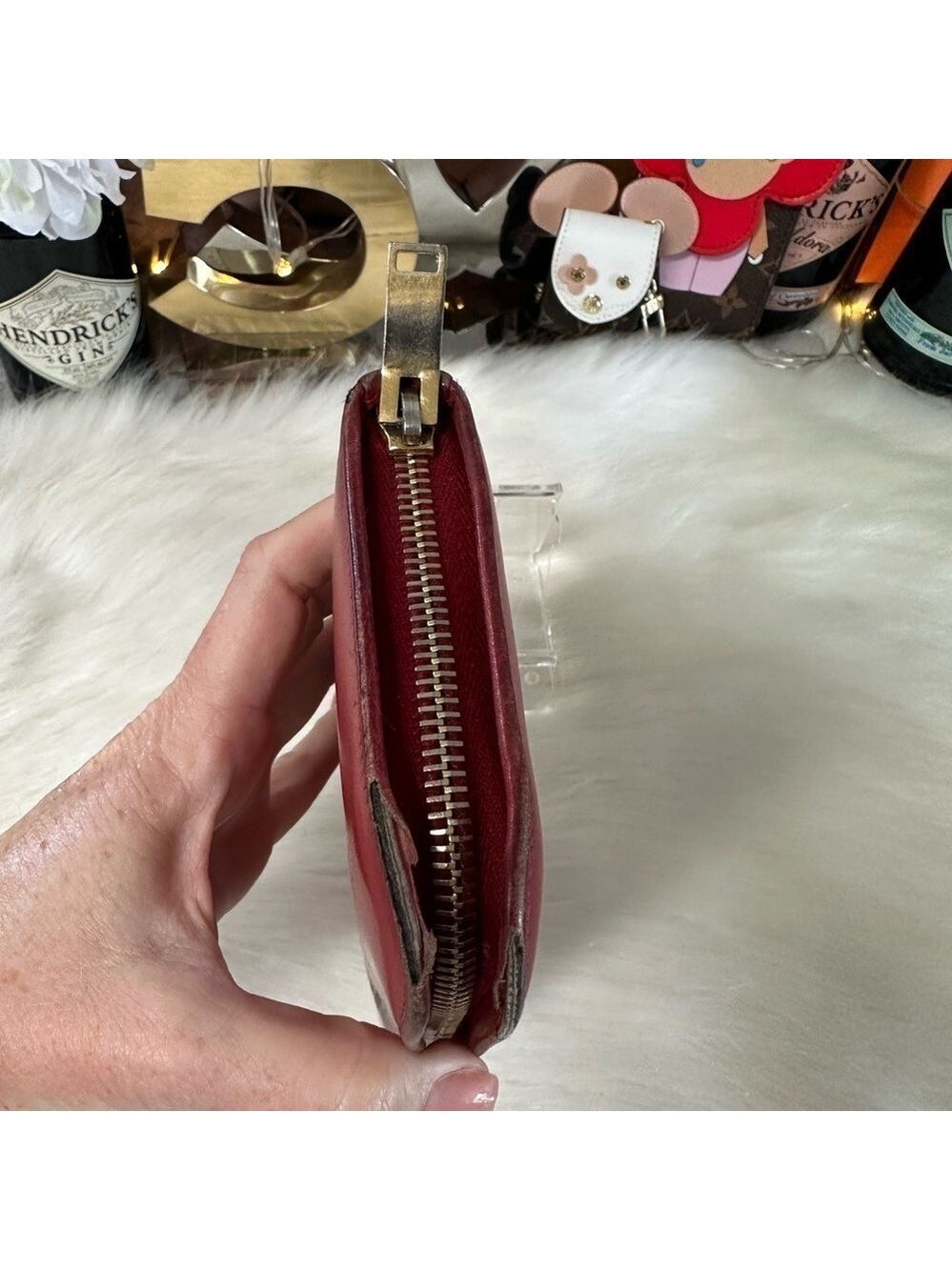 SAINT LAURENT PARIS RED LEATHER ZIP AROUND LONG WALLET YSL ITALIAN DESIGNER - Picture 11 of 16